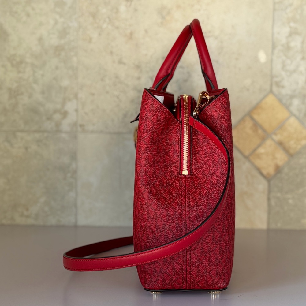 Michael Kors Camille LG Satchel Shoulder Bag MK Red Multi - Picture 4 of 11